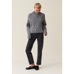 Pull grosse maille col V gris