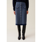 Jupe monogramme taille haute marine