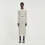 Jupe midi en maille rayée