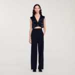 Pantalon large à bande latérale satinée