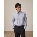 Chemise col américain en popeline rayée bleu
