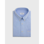 Chemise armand col prodigieux boutonné avec poche en oxford selvedge uni bleu