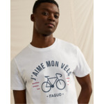 T-shirt col rond blanc J'aime mon vélo