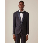 Veste smoking franck en toile de laine super 100´s unie marine