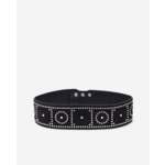 Ceinture Large En Cuir Noir Avec Clous