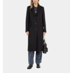 Manteau Long En Laine Mélangée Noire Femme