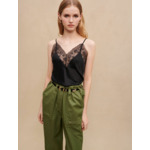 Top en satin de soie et dentelles