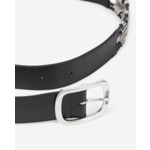 Ceinture En Cuir Noir Avec Pièces Métalliques