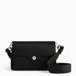 Pochette à rabat avec bandoulière amovible Sans couture en cuir grainé