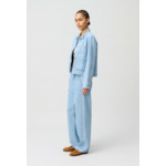 Veste jean denim col claudine