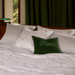 Lacoste - Drap housse en satin de coton lavé gris, L Leaf