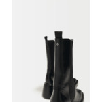 Bottines en cuir noir à bouts carrés