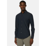 Chemise Bleu Marine En Nylon Stretch Slim Fit