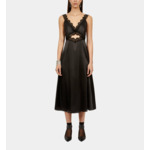 Robe Nuisette Longue Noire Avec Guipure Femme