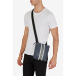 Sac bandoulière plat homme - bleu marine/gris mirage