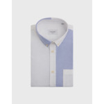 Fun shirt william col américain avec poche poitrine en oxford bleu