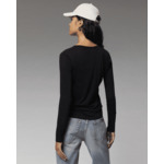 T-Shirt Col V Manches Longues Basique