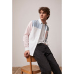 Fun shirt ambroise col américain avec poche poitrine à rabat en oxford gratté rose