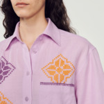Chemise oversize en lin brodé