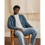 Sweat bleu zip tricolore