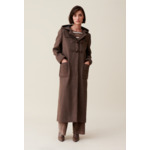 Manteau long marron à capuche