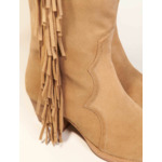 Bottes western en suède à franges