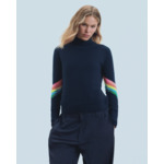 Pull Col Montant Bandes Manches Multicolore Léger