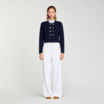 Cardigan à col volanté amovible