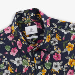 Chemise regular indigo imprimé fleurs