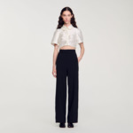 Chemise courte satinée perlée