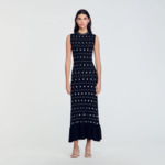 Robe longue en maille à studs