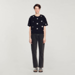 T-shirt orné de sequins fleurs