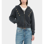 Sweatshirt Style Officier À Capuche Noir Femme