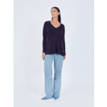 Pull poncho cachemire col V Faustine FIGUE