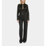 Chemise Satinée Style Western Noire Femme