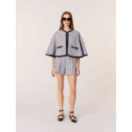 Cape en tweed et galons contrastés