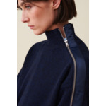 Pull col montant zippé bleu marine