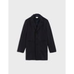 Manteau ivain en drap de laine avec parmenture en toile de laine marine