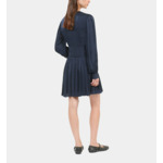 Robe Courte Tissu Crinckle Bleu Marine Femme