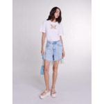 Short en denim à strass