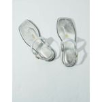 Sandales à brides argentées en cuir
