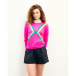 Pull Col Rond Bandes Multicolores