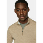 Pull Demi-Zip Taupe En Cachemire Mélangé