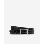Ceinture En Cuir Effet Crocodile Noir