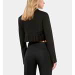 Veste Courte Plissée En Laine Mélangée Noire Femme