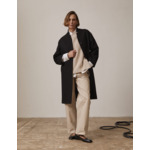 Manteau isabela en drap de laine mélangé uni noir