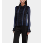 Chemise En Soie Bleu Marine Femme