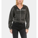 Sweatshirt À Capuche Et Sérigraphie Noir Femme