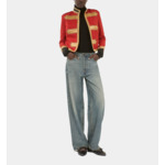 Veste Style Officier En Laine Rouge Femme