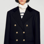 Manteau long à col en velours